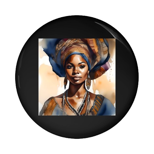 African Woman Portrait E Pin Buttons