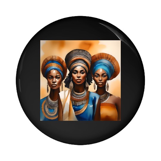 African Woman Portrait C Pin Buttons