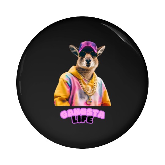 Gangsta life kangaroo Pin Buttons
