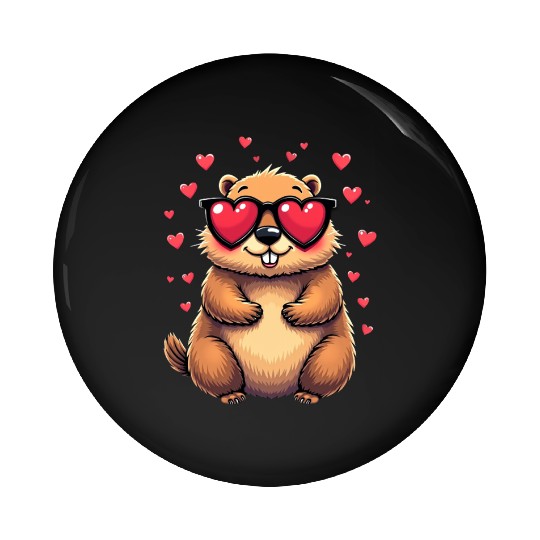 Groundhog Valentines day Animal Lovers Pin Buttons