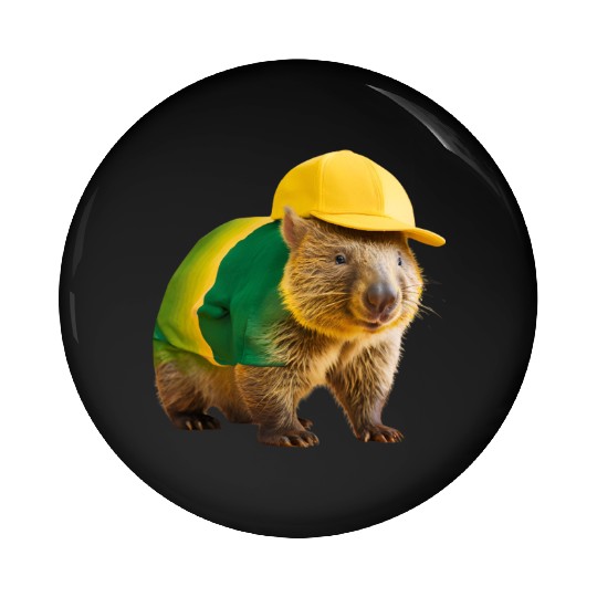 Green and Gold Wombat 2 Pin Buttons