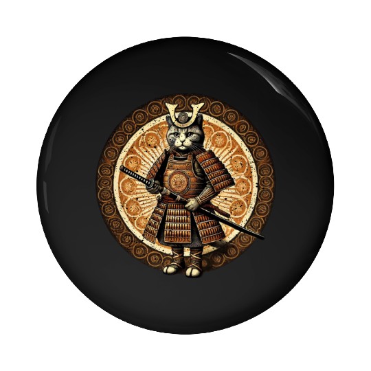 Japanese Samurai Cat Tattoo Kawaii Cat Art Anime Pin Buttons