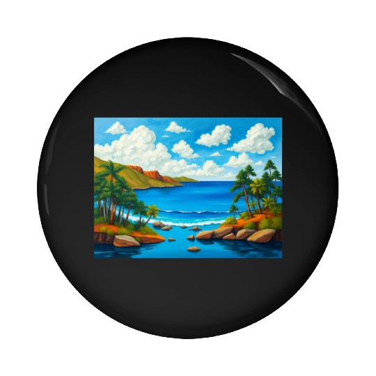 Serene Sunrise Over the Sea Pin Buttons
