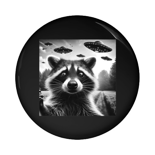 Racoon trash panda Funny Graphic Selfie UFOs Weir Pin Buttons