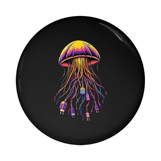 Electric Jellyfish Pin Buttons