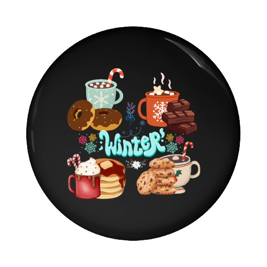 Winter Treats and Warm Beverages Pin Buttons