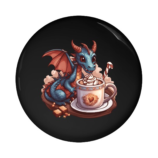 Cozy Dragon and Hot Chocolate Delight Pin Buttons