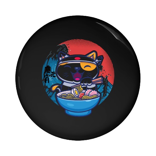 Japanese cat ramen Pin Buttons
