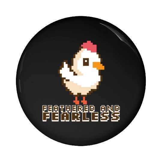 Feathered and Fearless: Bold 8-Bit Chicken Pin Buttons