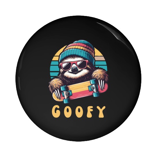 Goofy Skater Sloth - Funny Skateboard Freestyle Pin Buttons