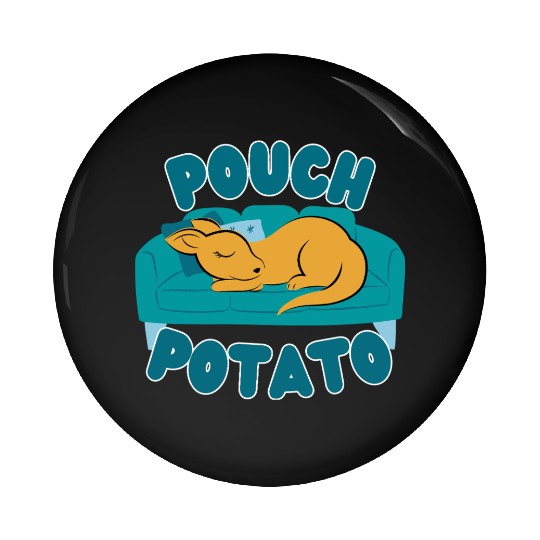 Pouch Potato Funny Cute Sleepy Kangaroo Pin Buttons