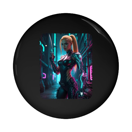Cyberpunk women Warrior Pin Buttons