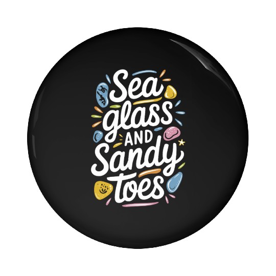 Sea Glass Hunters Collecting Ocean Treasures Pin Buttons