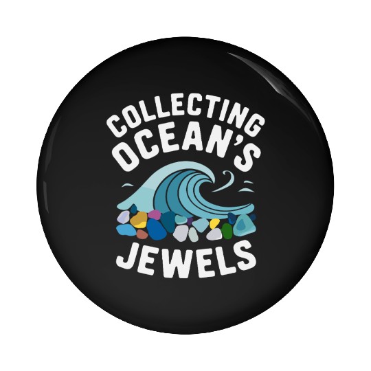 Sea Glass Hunters Collecting Ocean Treasures Pin Buttons