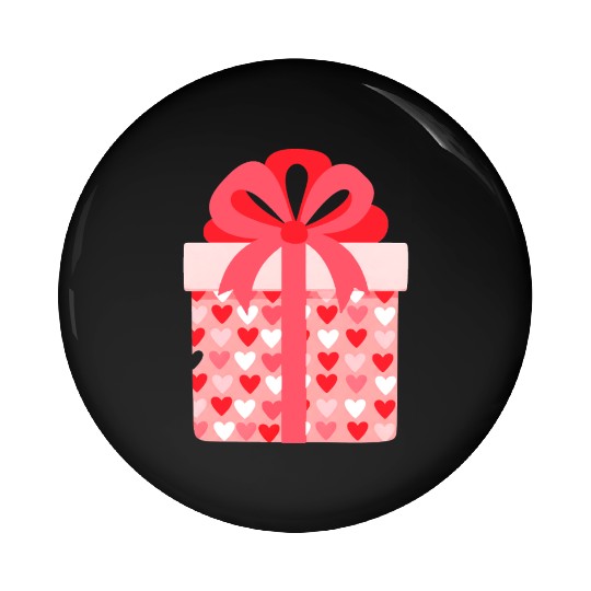 Hearts Gift Box Pattern Design Pin Buttons
