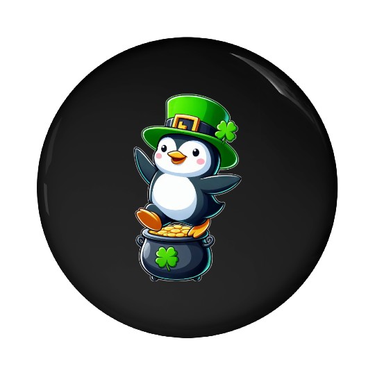 St. Patrick's Day penguin top hat clover Pin Buttons