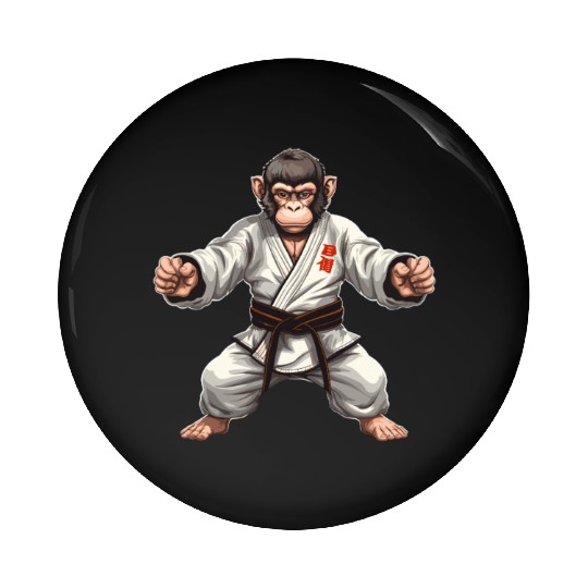 Karate Judo Monkey Chimpanzee Martial arts Pin Buttons