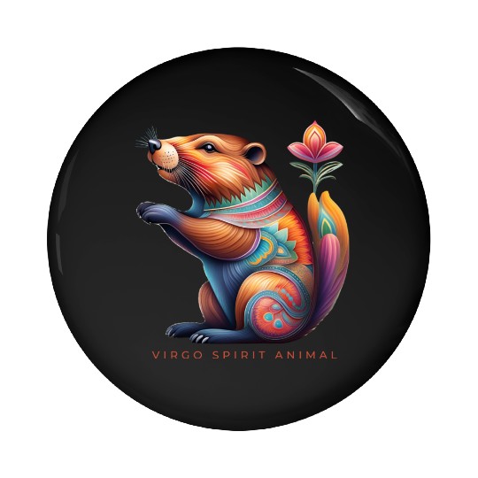 Virgo Spirit Animal Beaver Alebrije Female Pin Buttons