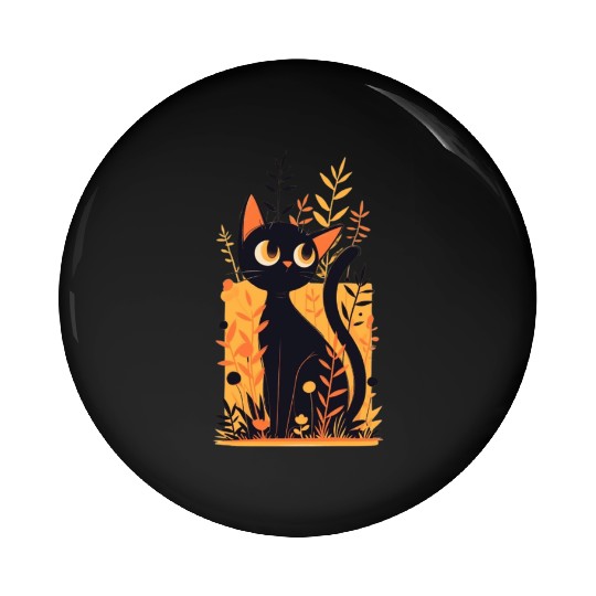 Cat in the Garden - A Serene Design for Cat and Na Pin Buttons