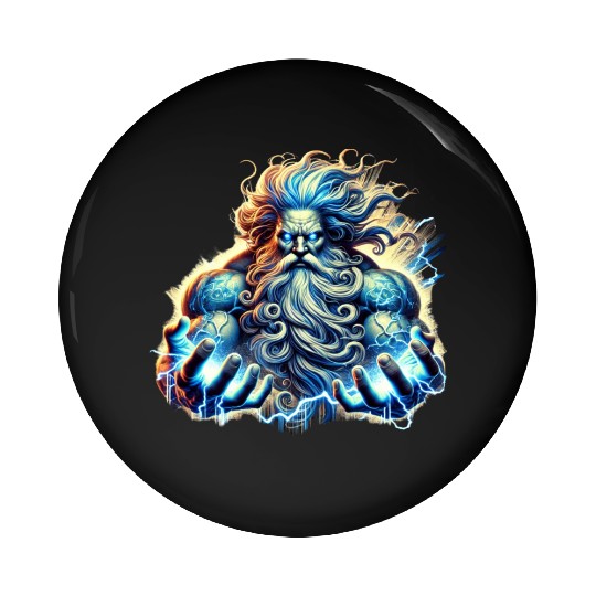 The Greek God Zeus with Lightning Pin Buttons