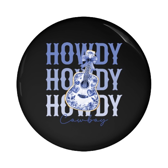 Howdy Cowboy Guitar Pin Buttons