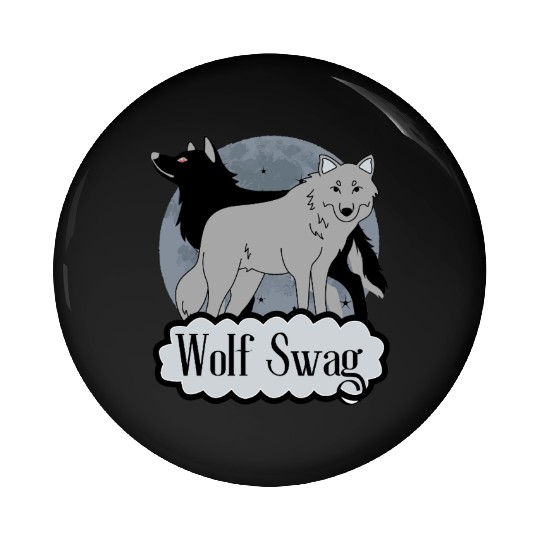 Black Wolf Swag | Wolf and Badge Pin Buttons