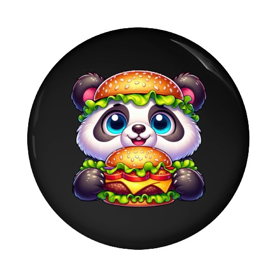 Quirky Panda Burger Funny Fast Food Design Pin Buttons
