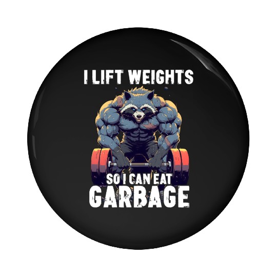 Weightlifting Workout Gym Raccoon Gift Pin Buttons
