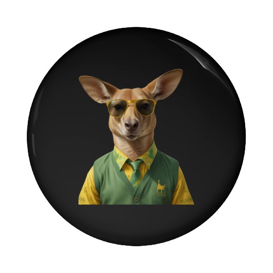 Green and Gold Kangaroo 6 Pin Buttons
