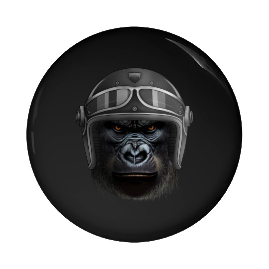 Biker Gorilla Motorcycle Silver Back Monkey Pin Buttons