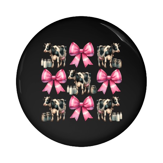 Coquette Bow Cow Farmer Milk Dairy Farmer Farming Pin Buttons