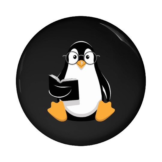 Adorable Book-Loving Penguin with Glasses Design Pin Buttons