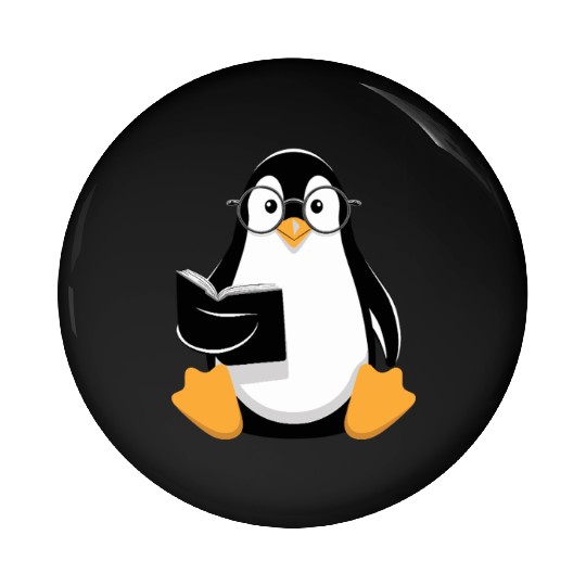 Adorable Book-Loving Penguin with Glasses Design Pin Buttons