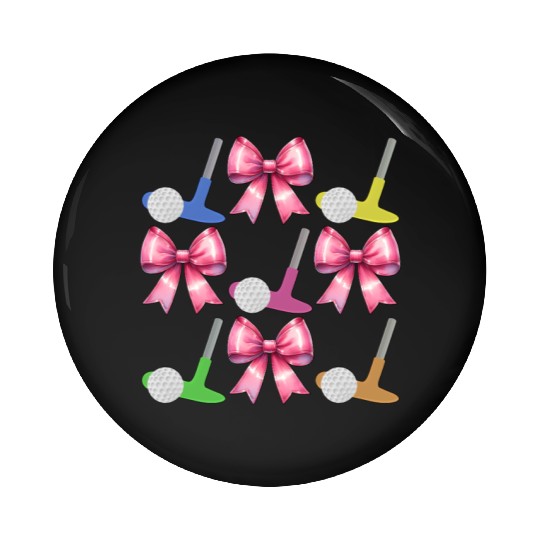 Coquette Bow Mini Golf Golfer Mothers Day Pin Buttons