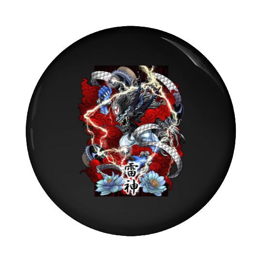 Blue Raijin God of Thunder Pin Buttons