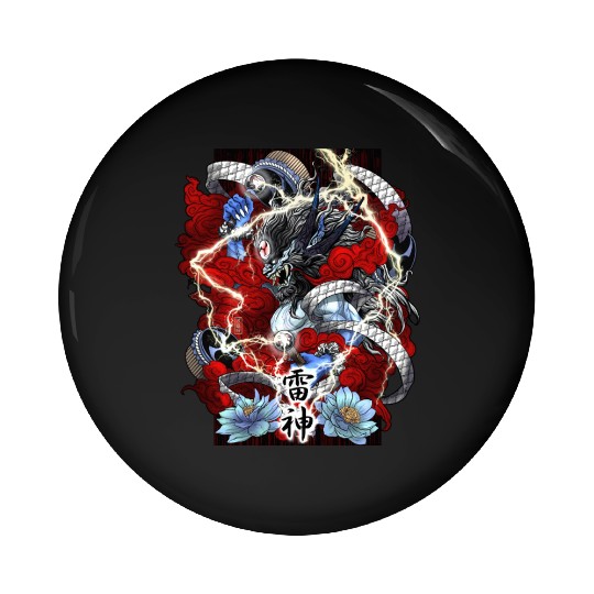 Blue Raijin God of Thunder Pin Buttons