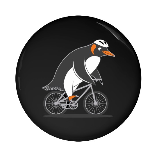 Penguin Riding Bicycle Fun Adventure Illustration Pin Buttons