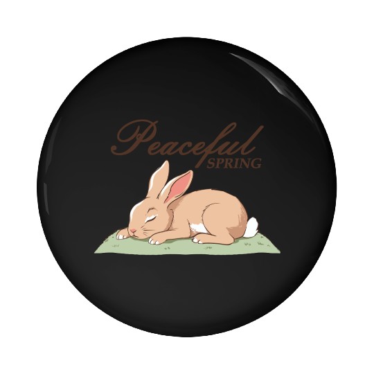 Peaceful Spring - Retro Bunny Illustration Pin Buttons
