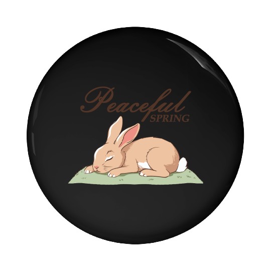 Peaceful Spring - Retro Bunny Illustration Pin Buttons
