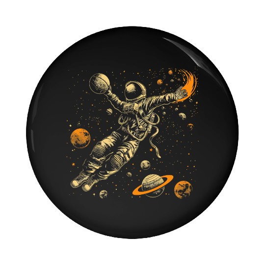 astronaut with basketball illustration Pin Buttons