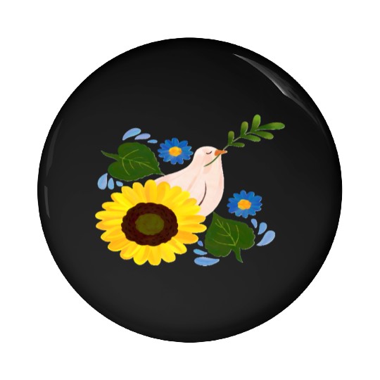 Peaceful Bloom - Dove and Sunflower Harmony Pin Buttons