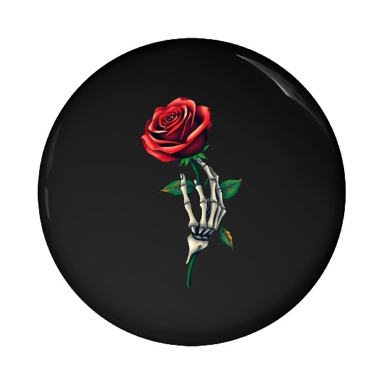Skeleton Hand Holding a Rose: Beauty in the Dark Pin Buttons