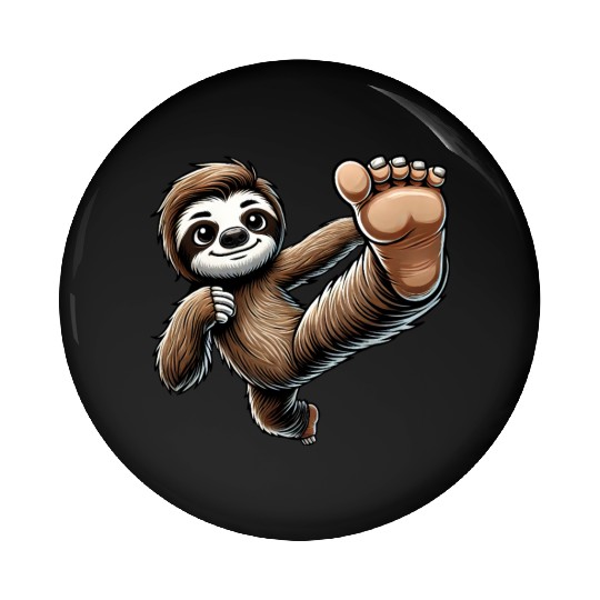 Sloth Karate Master Kick Martial Arts Pin Buttons