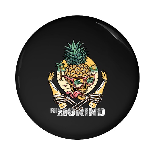 Rise and Grind – Tropical Skull Party Pin Buttons