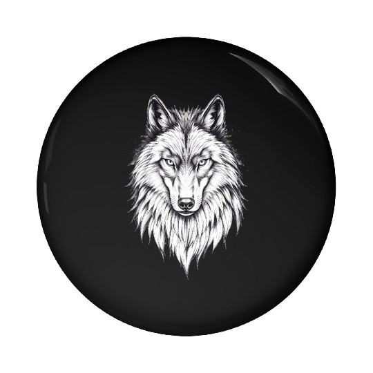 Wolf Face: Majestic and Wild Pin Buttons