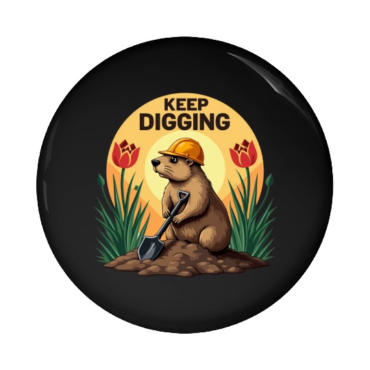 Industrious Groundhog Gardener Pin Buttons