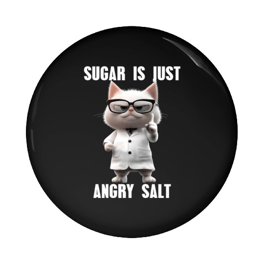 Sugar Is Just Angry Salt Cat Meme Science Pin Buttons