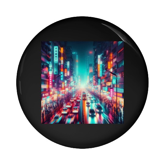 Neon Night Street Pin Buttons