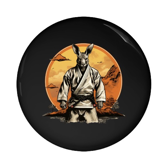 Jiu Jitsu/Judo/Karate Fighter Kangaroo Pin Buttons