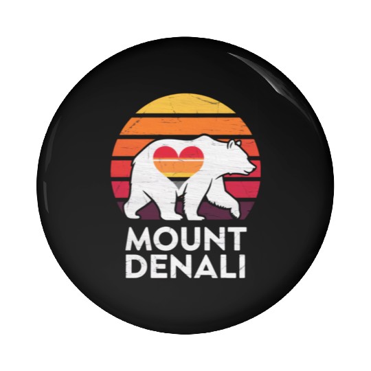 Vintage Bear Mount Denali Sunset Wilderness Pin Buttons